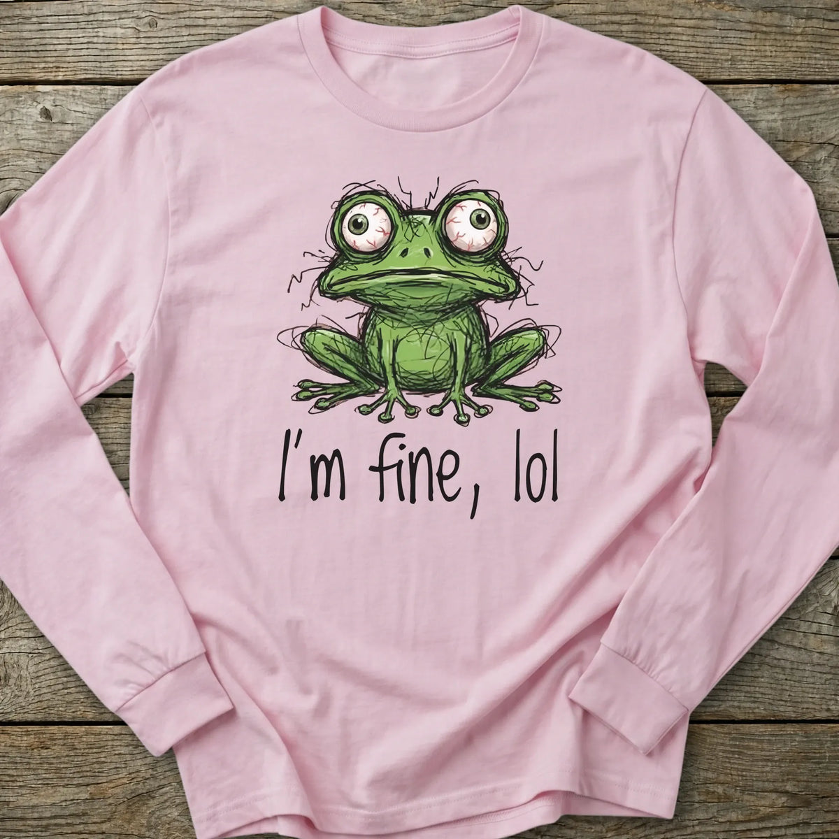 Printify Long-sleeve I'm Fine lol Frog Long Sleeve T-Shirt