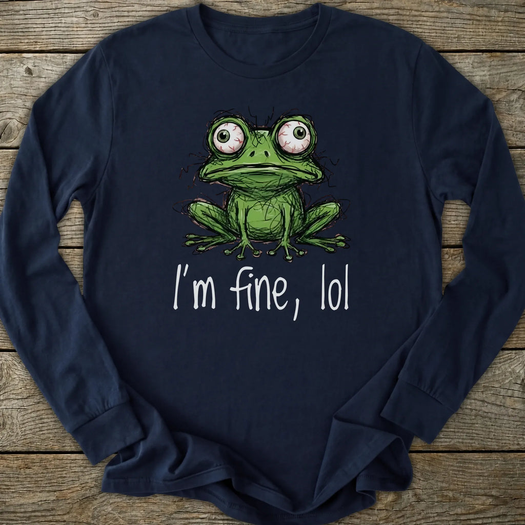 Printify Long-sleeve I'm Fine lol Frog Long Sleeve T-Shirt