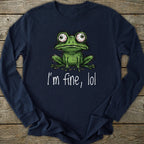 Printify Long-sleeve I'm Fine lol Frog Long Sleeve T-Shirt