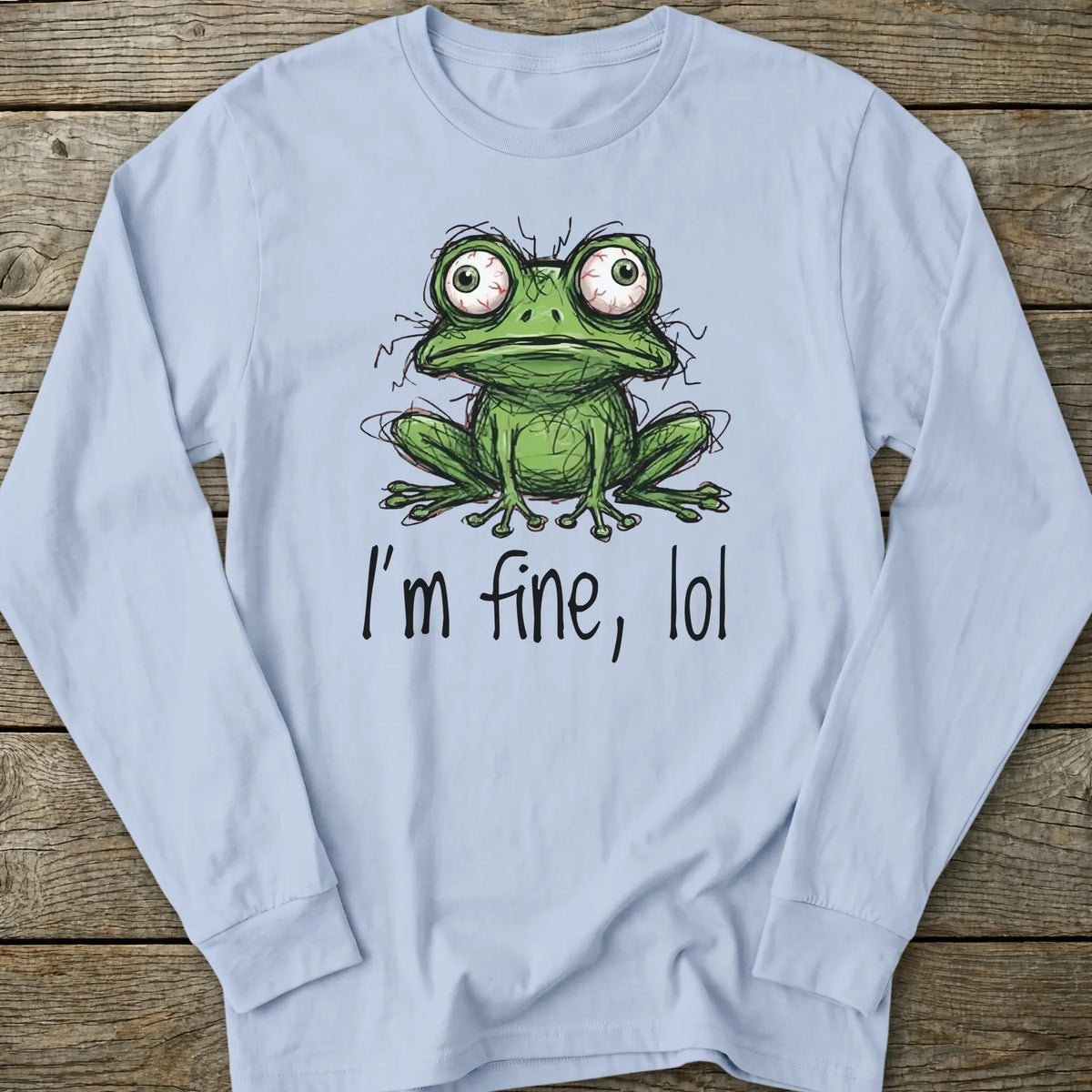 Printify Long-sleeve I'm Fine lol Frog Long Sleeve T-Shirt