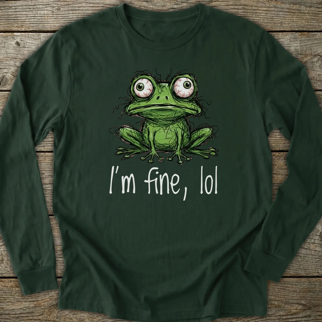 Printify Long-sleeve I'm Fine lol Frog Long Sleeve T-Shirt