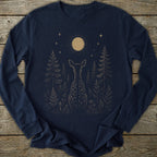 Printify Long-sleeve Moon Gazing Deer Long Sleeve T-Shirt