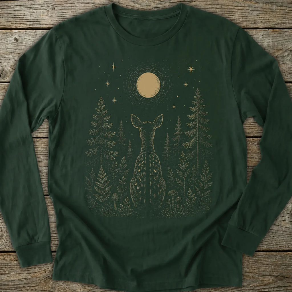 Printify Long-sleeve Moon Gazing Deer Long Sleeve T-Shirt