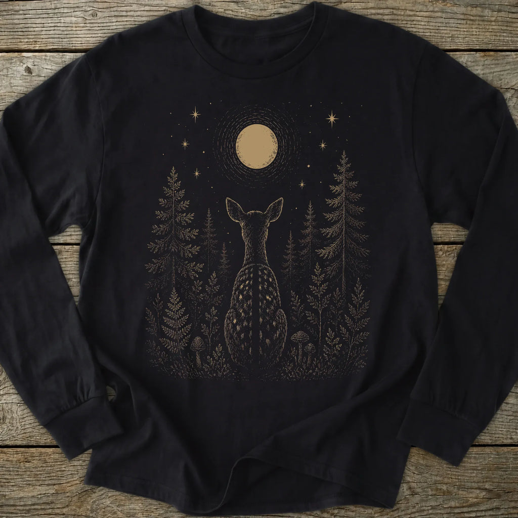 Printify Long-sleeve Moon Gazing Deer Long Sleeve T-Shirt