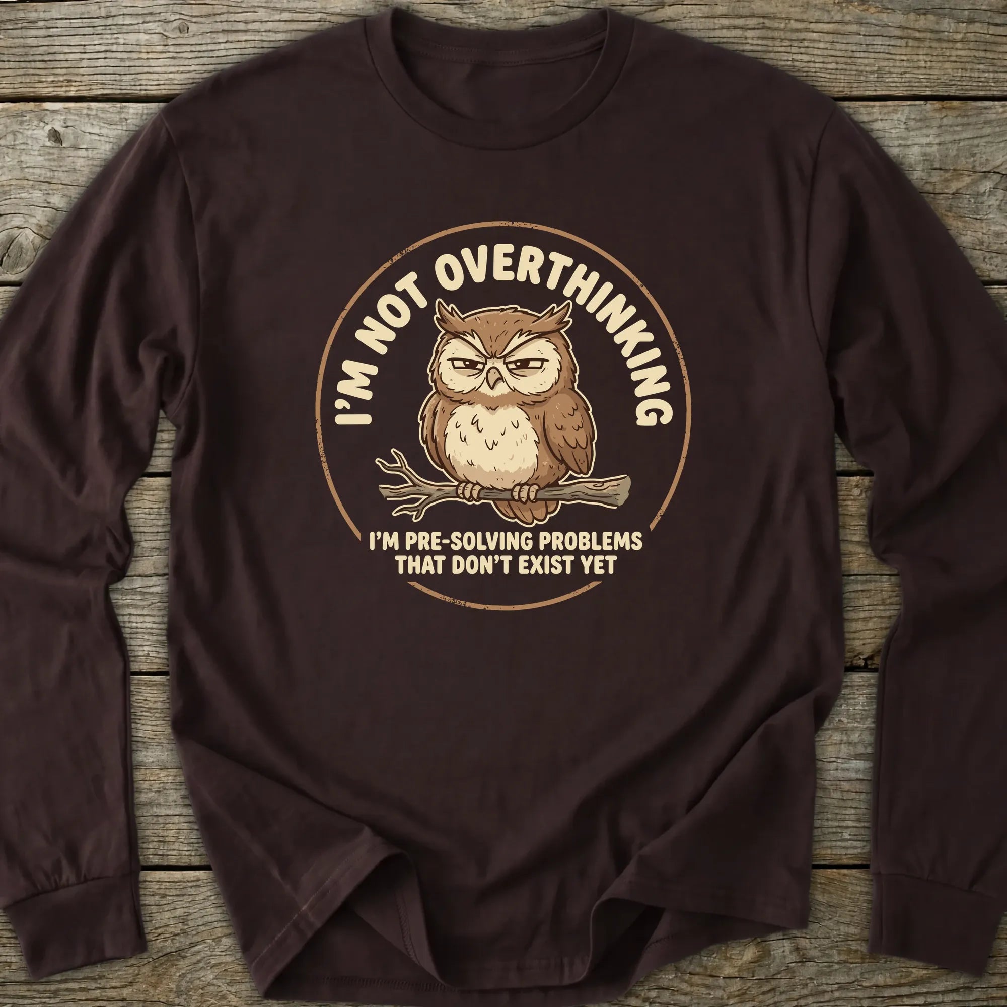 Printify Long-sleeve Not Overthinking Owl Long Sleeve T-Shirt