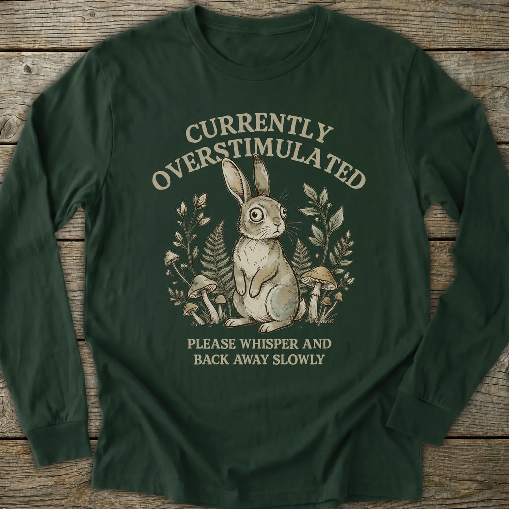 Printify Long-sleeve Overstimulated Rabbit Long Sleeve T-Shirt