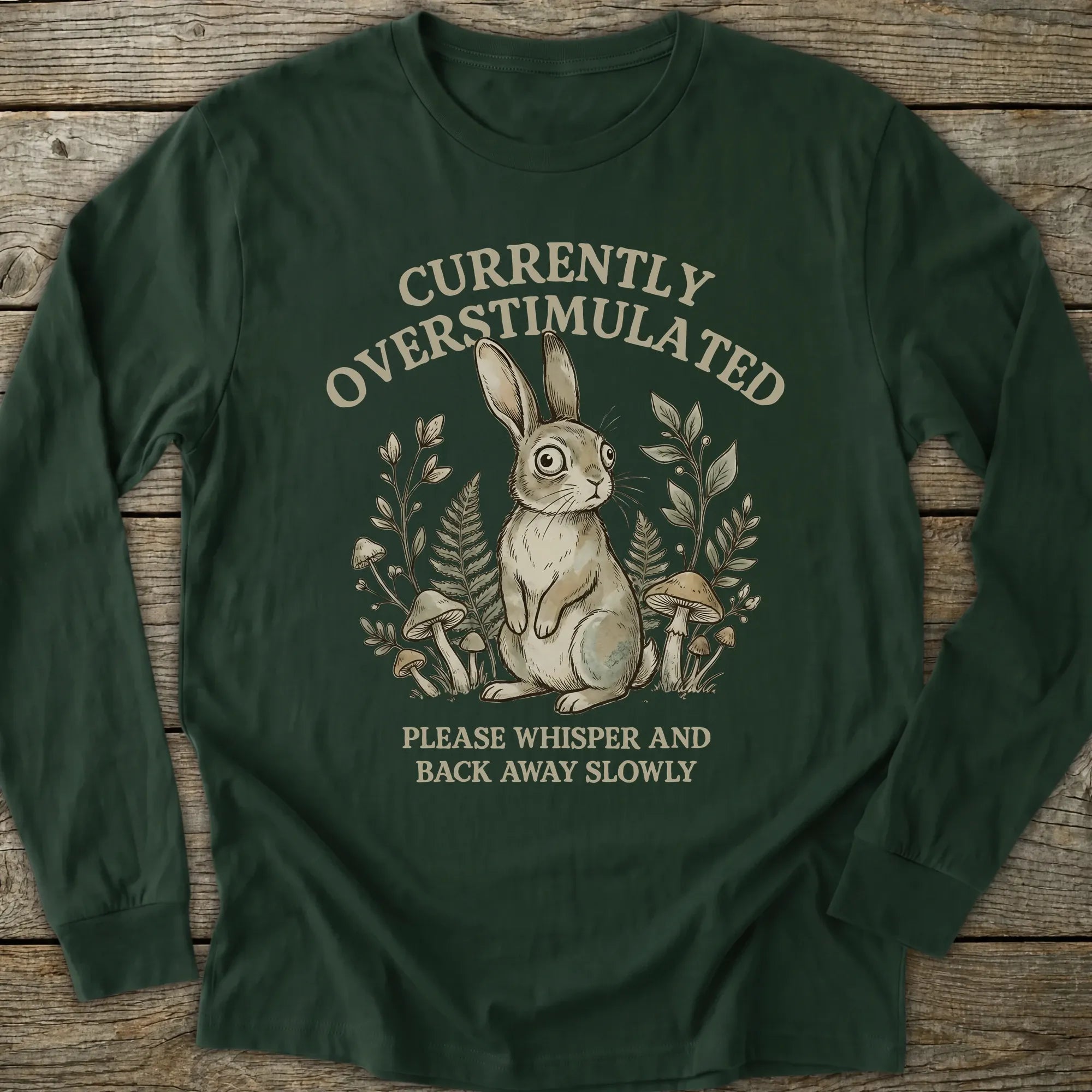 Printify Long-sleeve Overstimulated Rabbit Long Sleeve T-Shirt