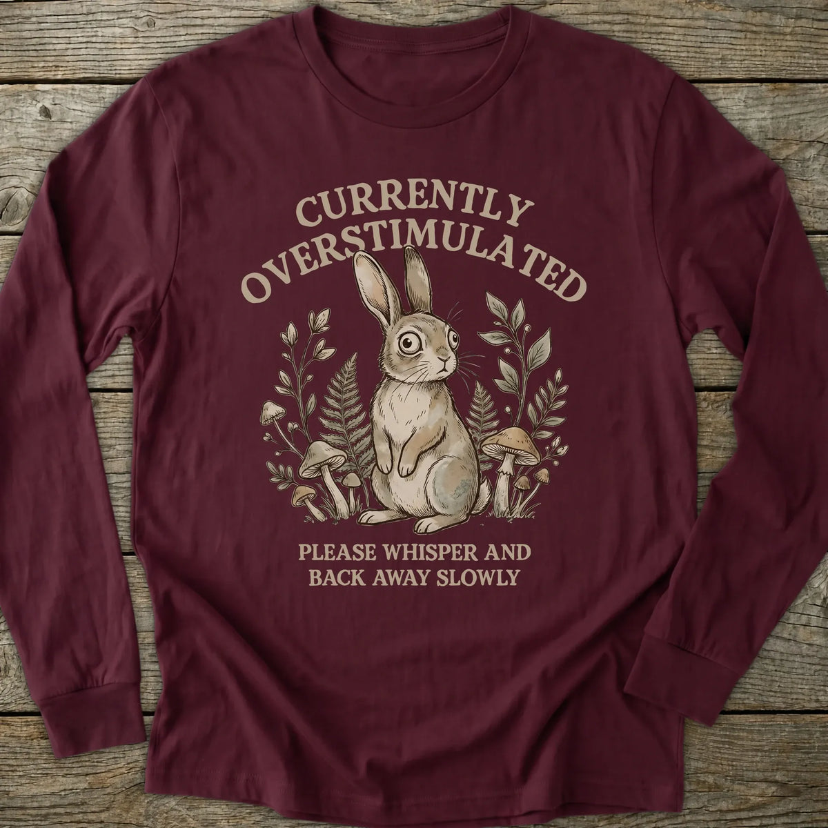 Printify Long-sleeve Overstimulated Rabbit Long Sleeve T-Shirt