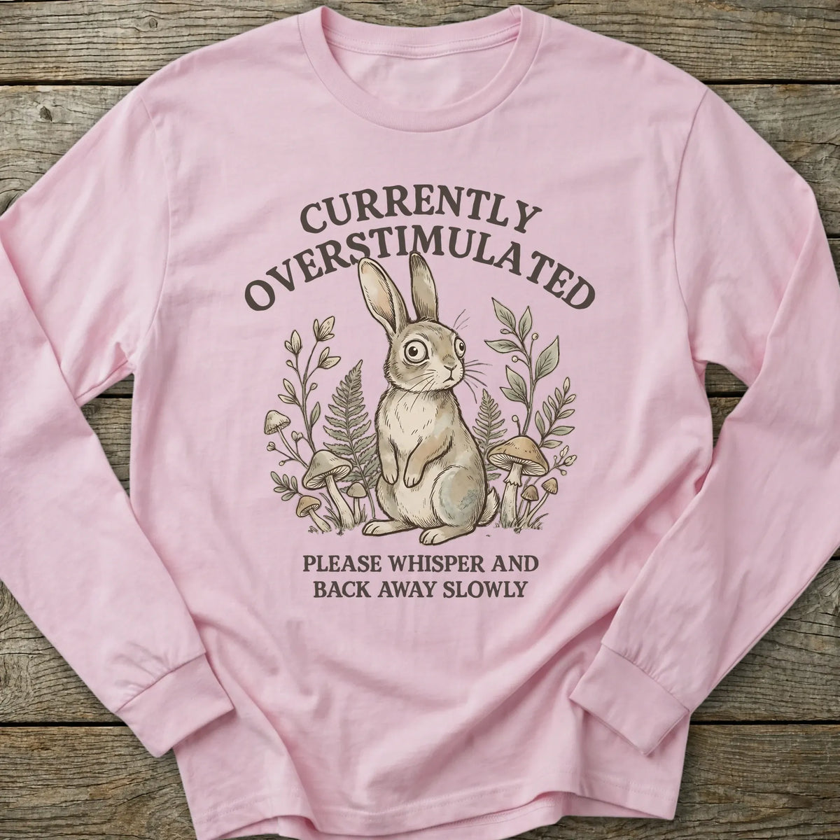 Printify Long-sleeve Overstimulated Rabbit Long Sleeve T-Shirt
