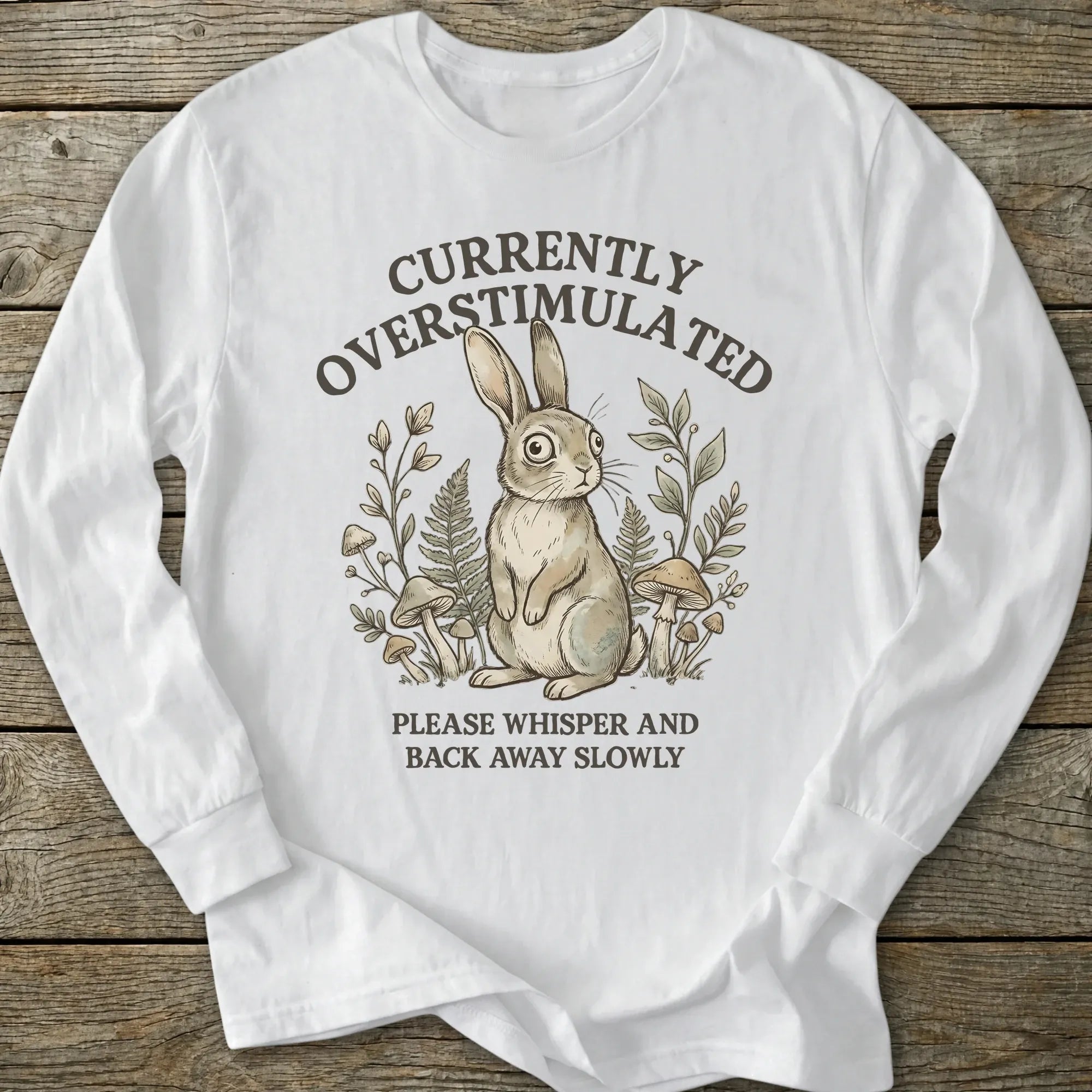 Printify Long-sleeve Overstimulated Rabbit Long Sleeve T-Shirt