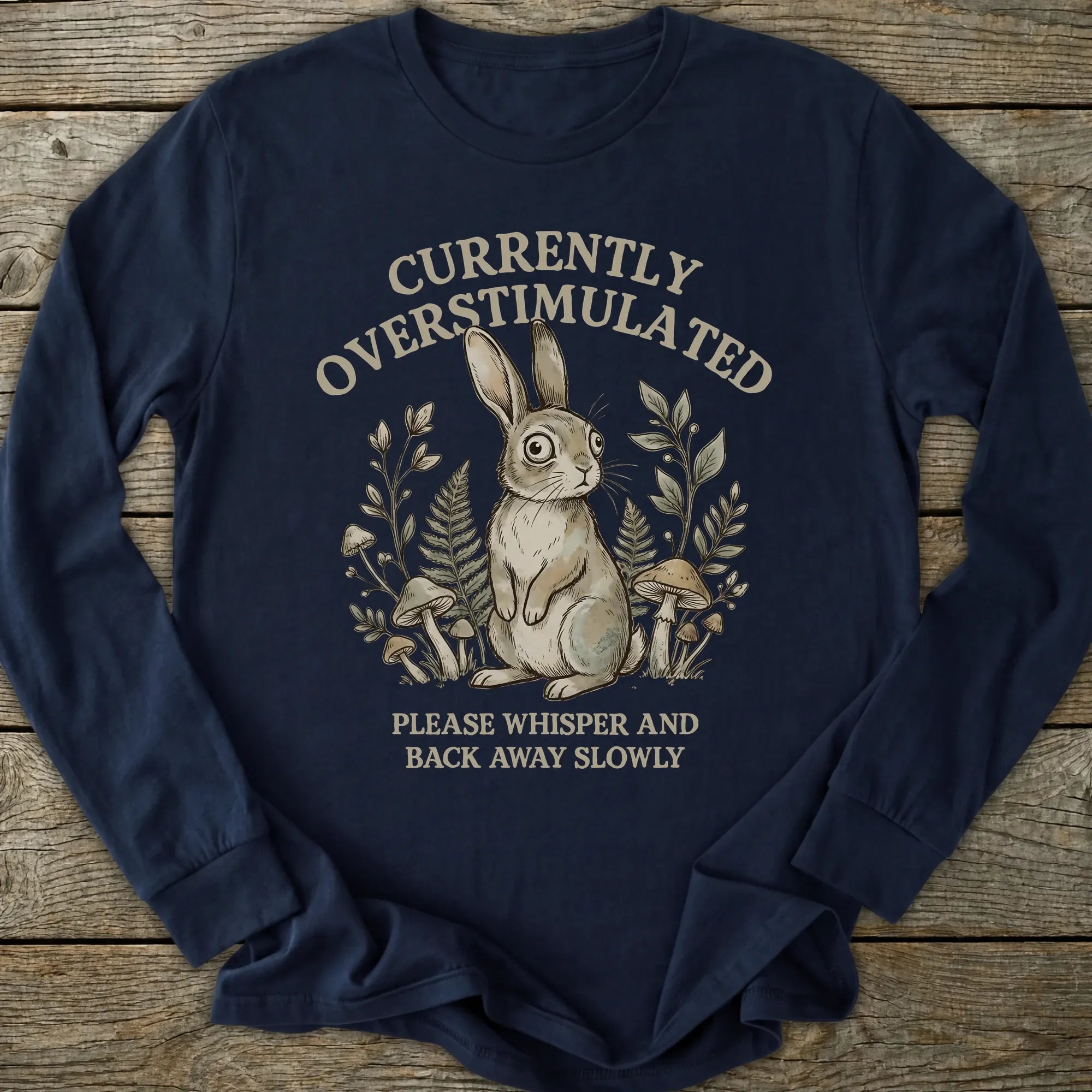 Printify Long-sleeve Overstimulated Rabbit Long Sleeve T-Shirt