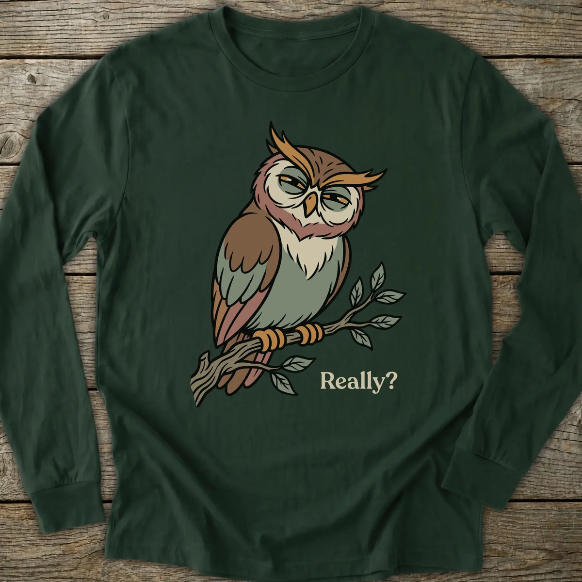 Printify Long-sleeve Really Sarcastic Owl Long Sleeve T-Shirt