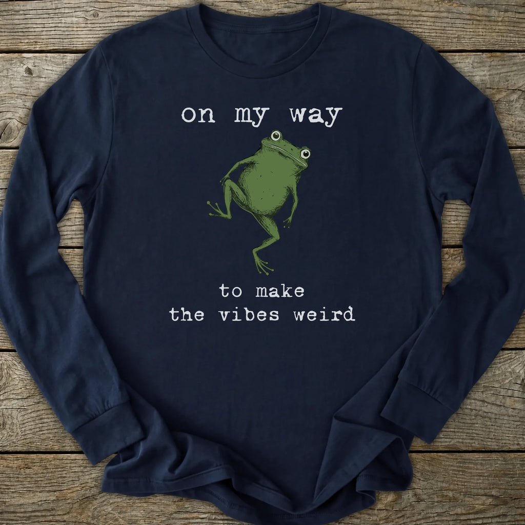 Printify Long-sleeve Weird Vibes Frog Long Sleeve T-Shirt