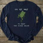 Printify Long-sleeve Weird Vibes Frog Long Sleeve T-Shirt
