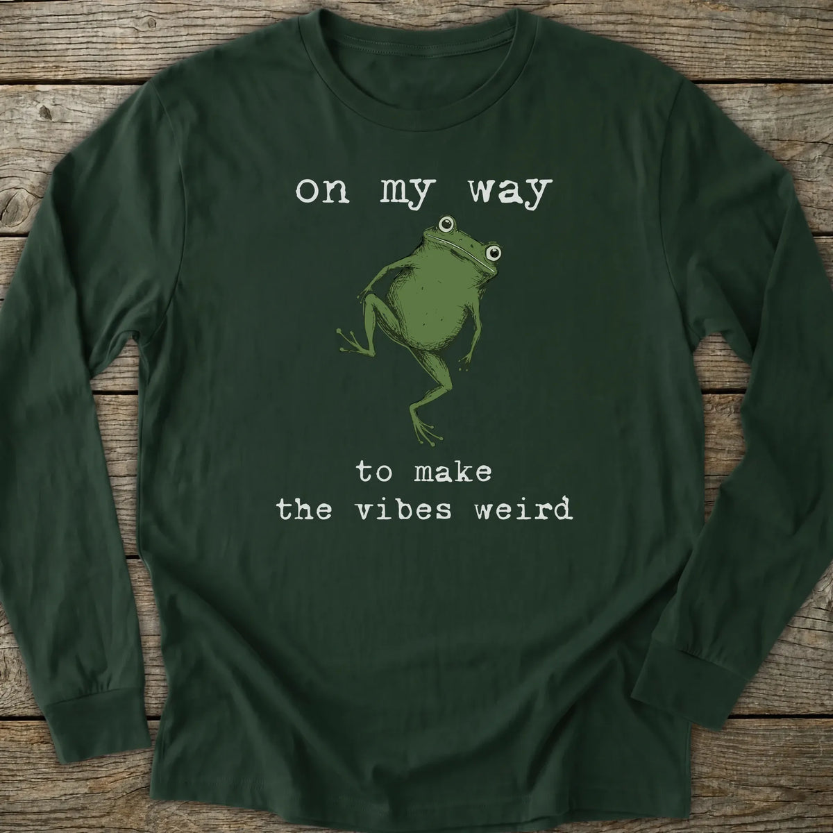 Printify Long-sleeve Weird Vibes Frog Long Sleeve T-Shirt