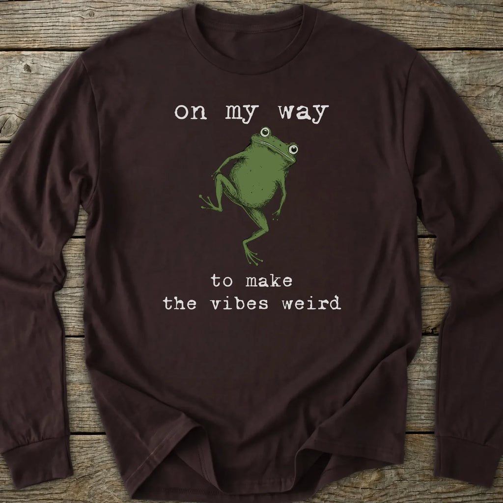 Printify Long-sleeve Weird Vibes Frog Long Sleeve T-Shirt