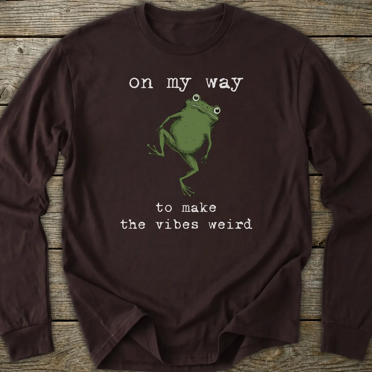 Printify Long-sleeve Weird Vibes Frog Long Sleeve T-Shirt