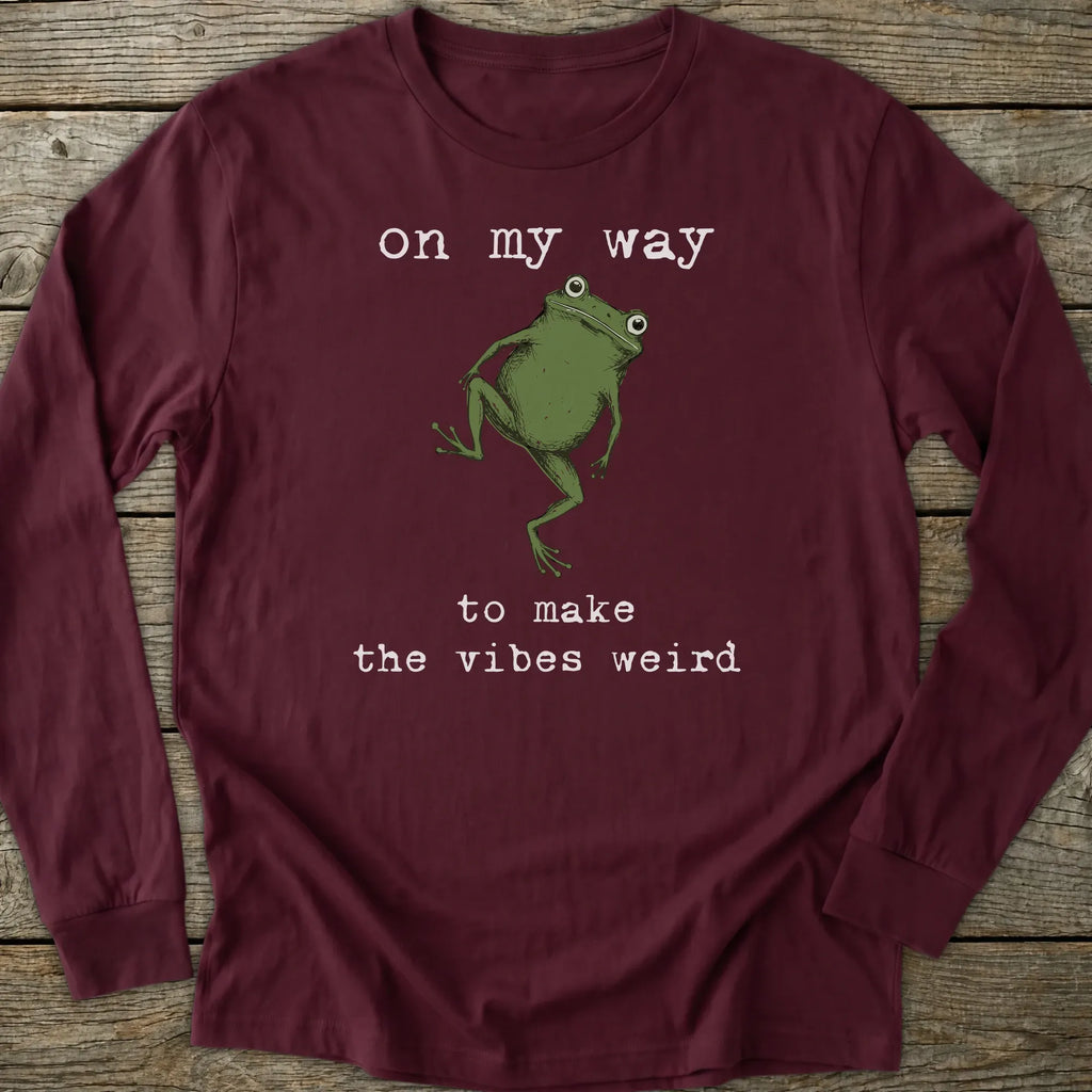 Printify Long-sleeve Weird Vibes Frog Long Sleeve T-Shirt