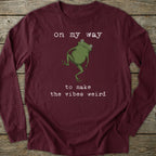 Printify Long-sleeve Weird Vibes Frog Long Sleeve T-Shirt