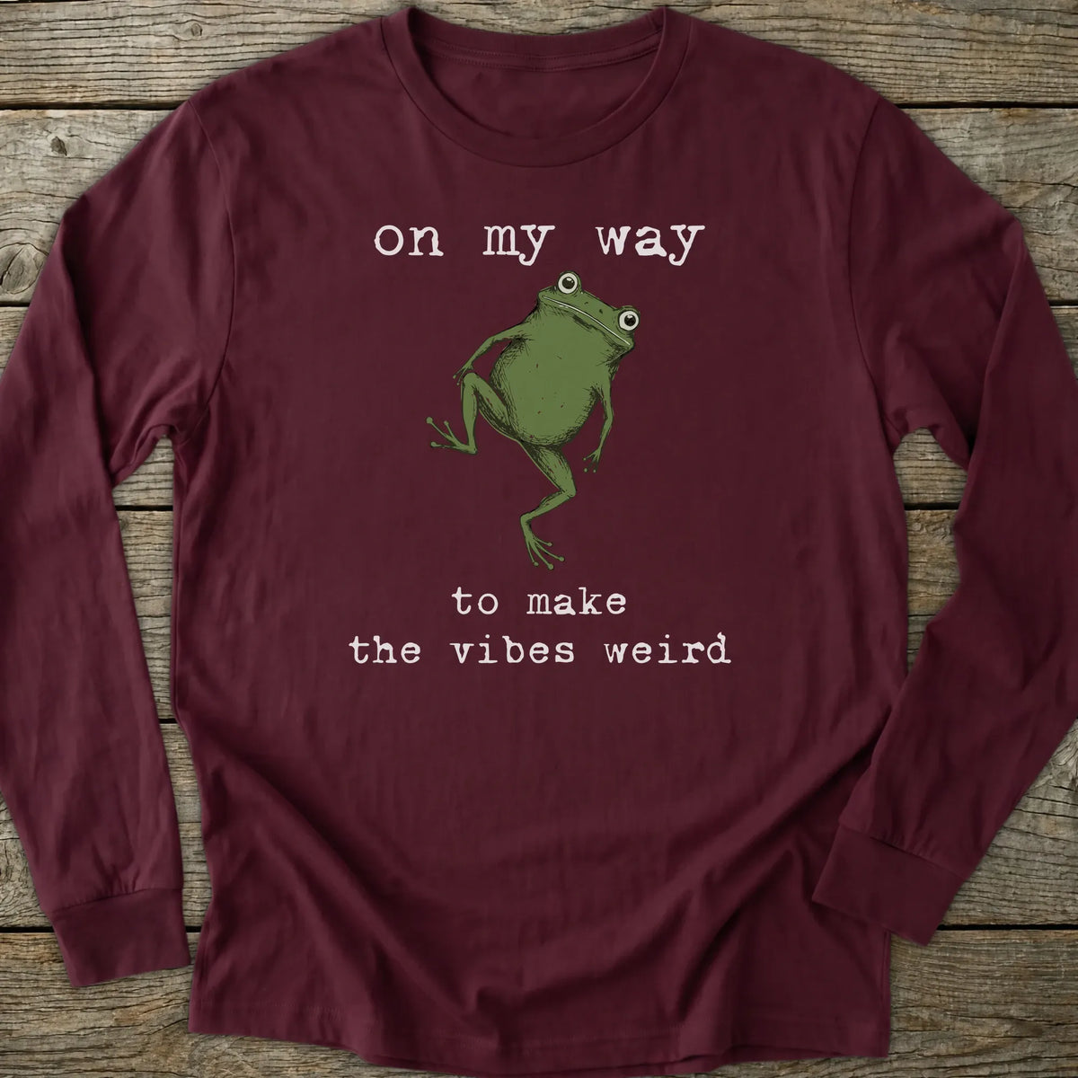 Printify Long-sleeve Weird Vibes Frog Long Sleeve T-Shirt