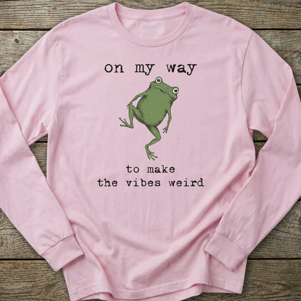 Printify Long-sleeve Weird Vibes Frog Long Sleeve T-Shirt