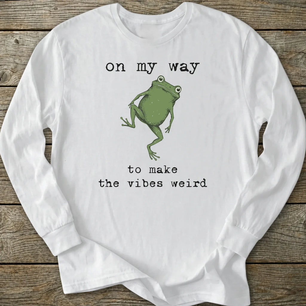 Printify Long-sleeve Weird Vibes Frog Long Sleeve T-Shirt