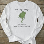 Printify Long-sleeve Weird Vibes Frog Long Sleeve T-Shirt