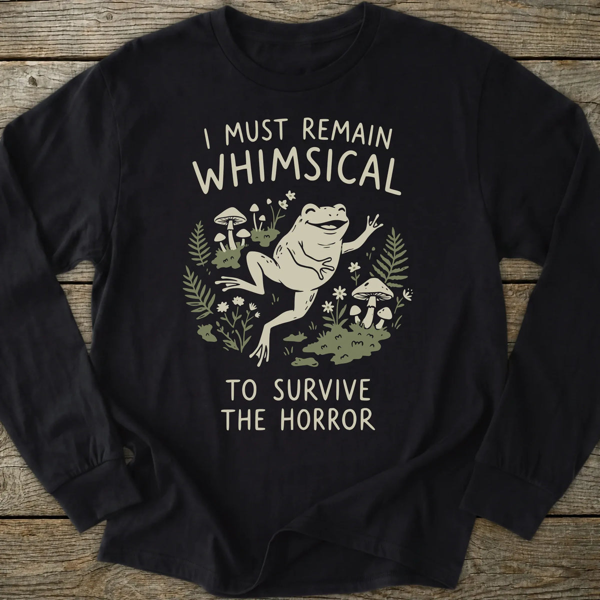 Printify Long-sleeve Whimsical Frog Long Sleeve T-Shirt