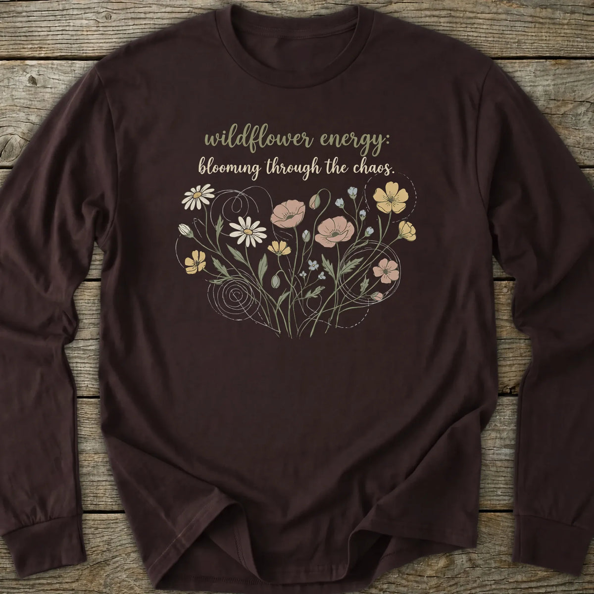 Printify Long-sleeve Wildflower Energy Long Sleeve T-Shirt