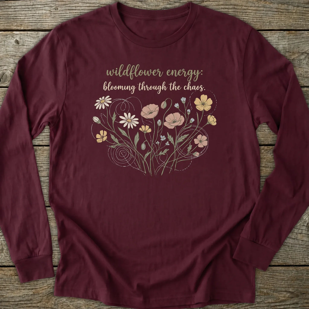 Printify Long-sleeve Wildflower Energy Long Sleeve T-Shirt