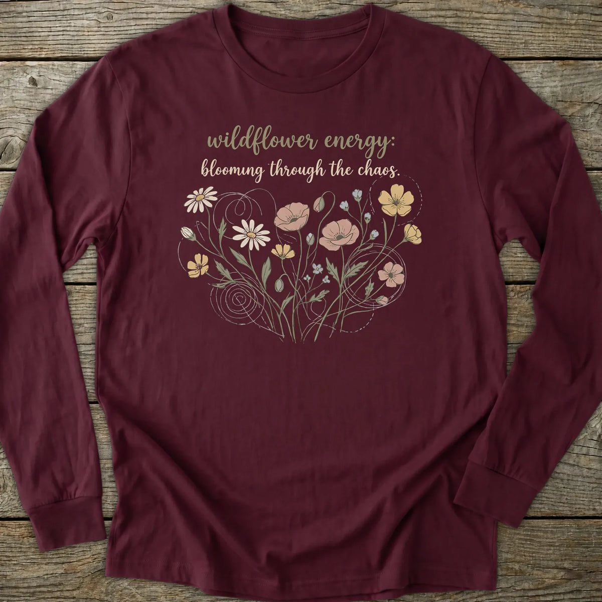 Printify Long-sleeve Wildflower Energy Long Sleeve T-Shirt