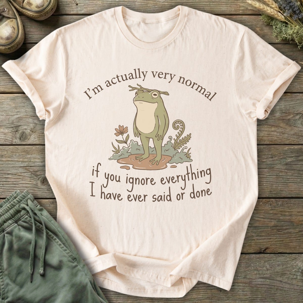 Printify T-Shirt Actually Very Normal Frog T-Shirt