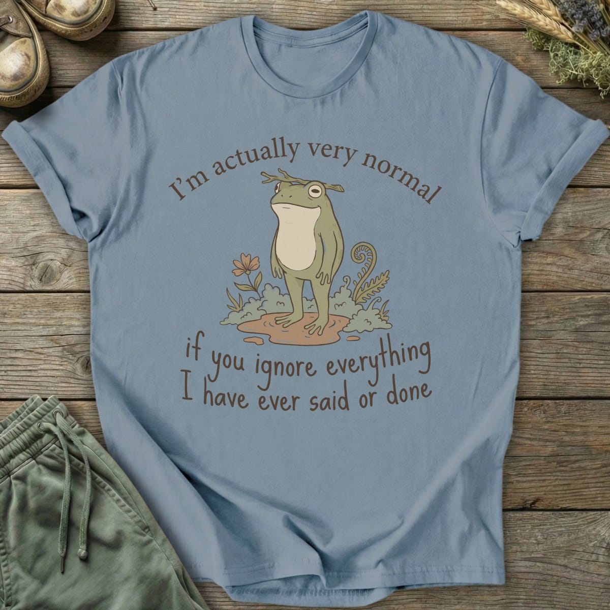 Printify T-Shirt Actually Very Normal Frog T-Shirt