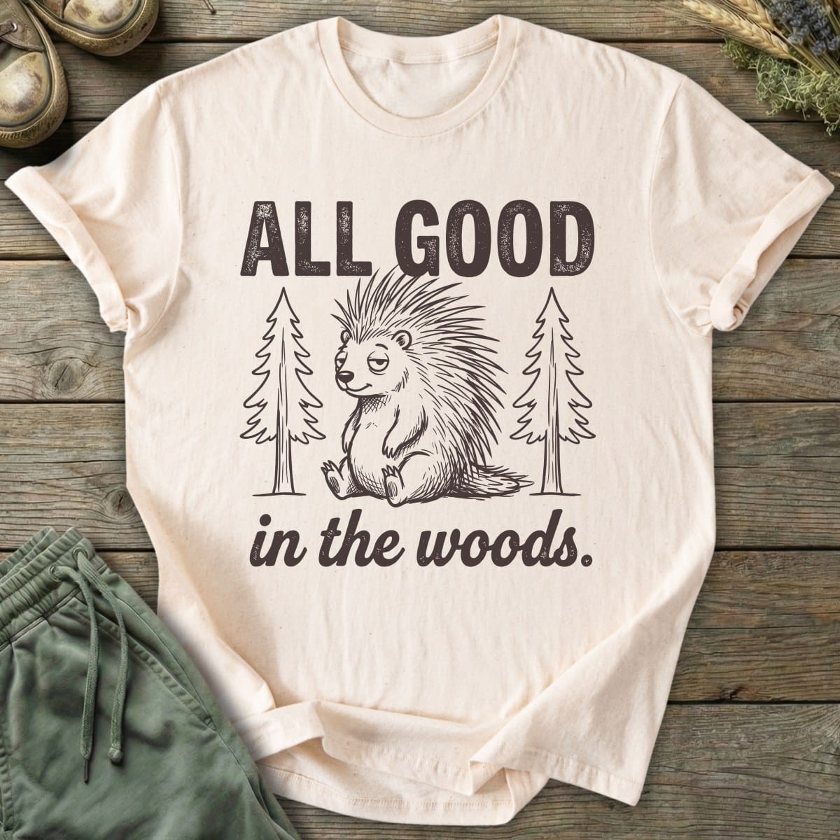 Printify T-Shirt All Good In The Woods T-Shirt