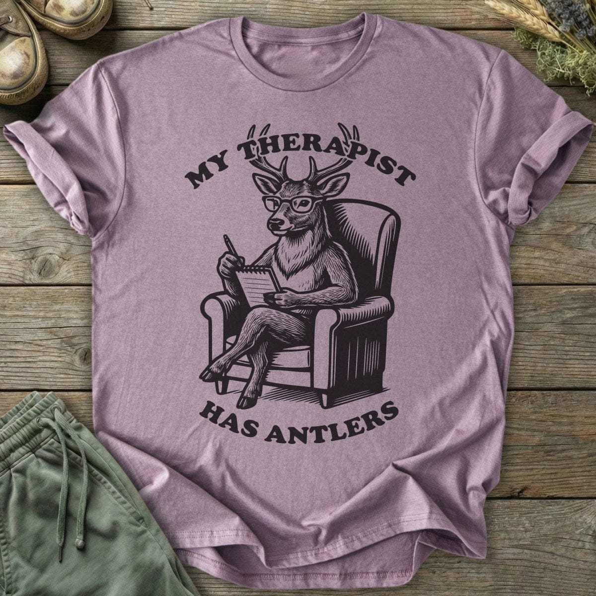 Printify T-Shirt Antler Therapist T-Shirt