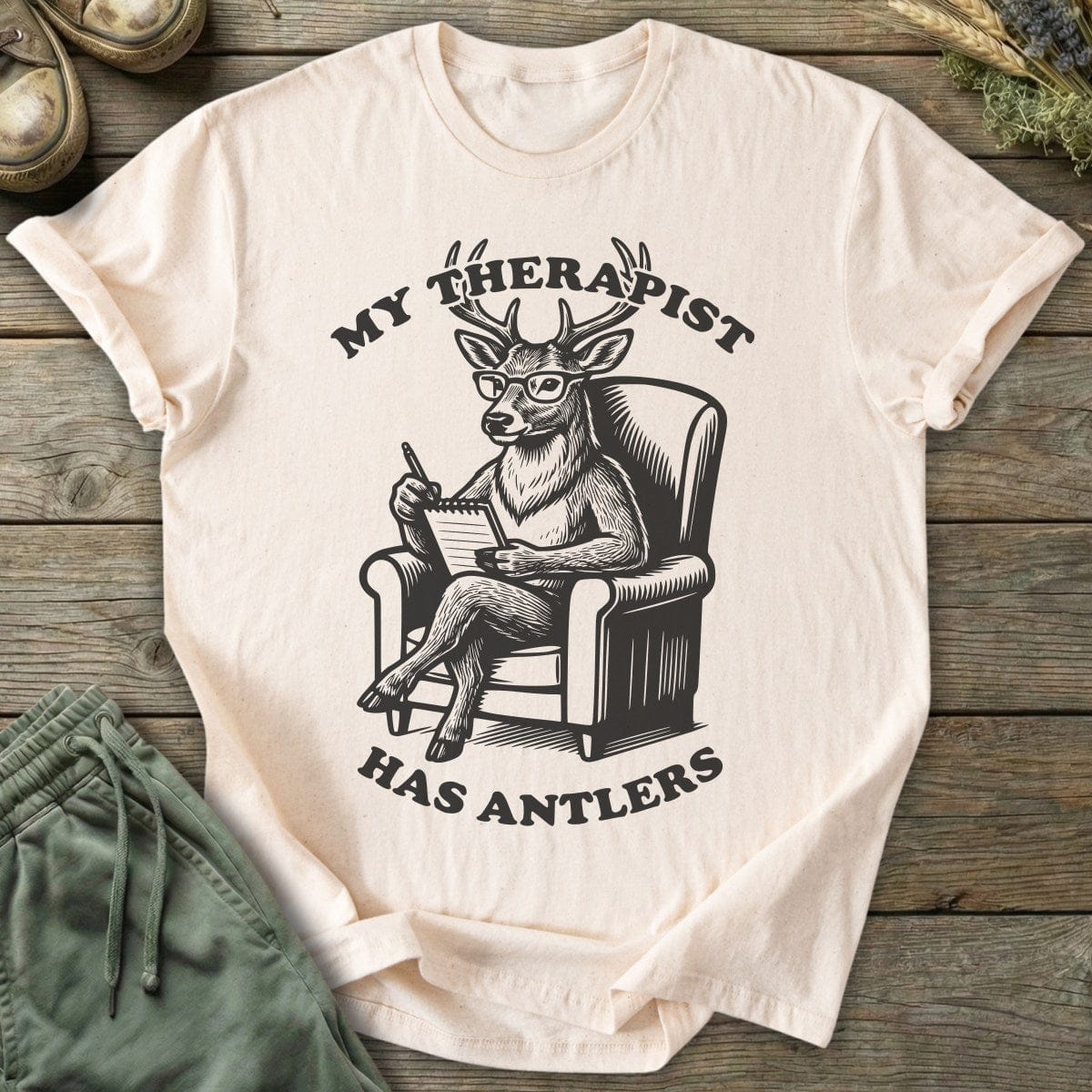 Printify T-Shirt Antler Therapist T-Shirt