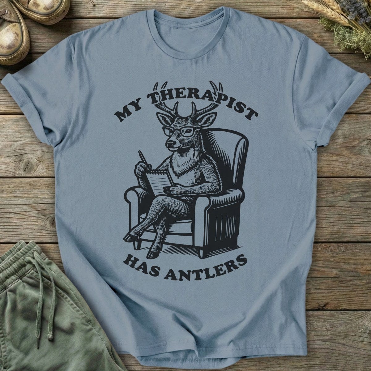 Printify T-Shirt Antler Therapist T-Shirt