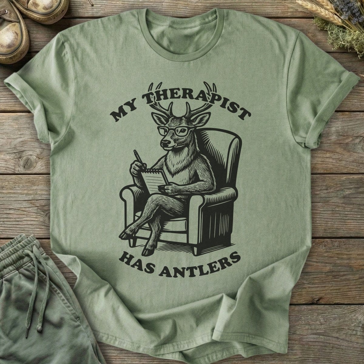Printify T-Shirt Antler Therapist T-Shirt