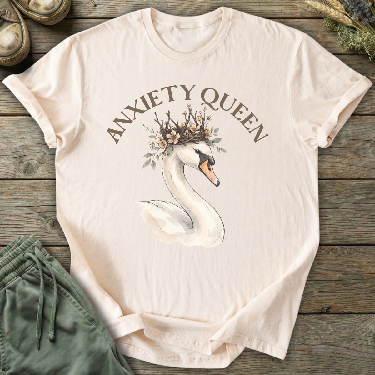 Printify T-Shirt Anxiety Queen Swan T-Shirt