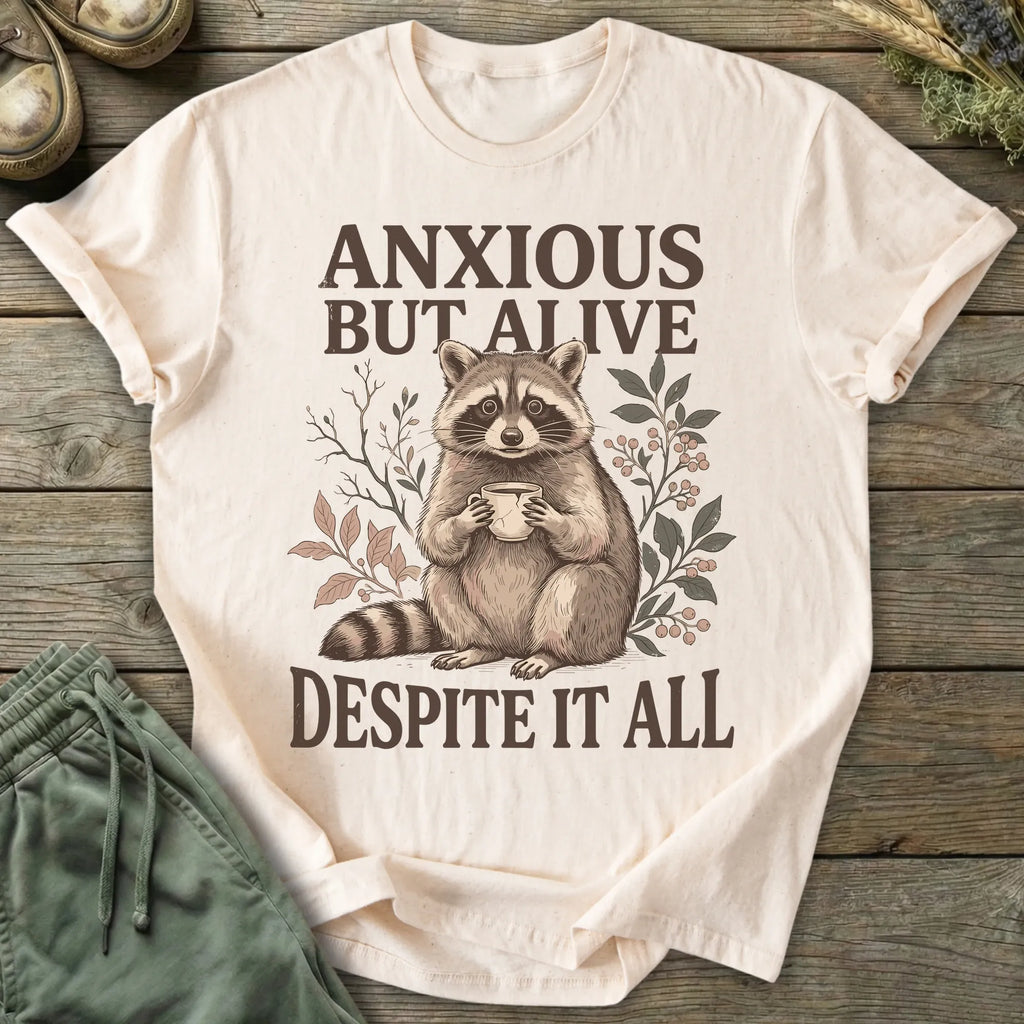 Printify T-Shirt Anxious But Alive Despite It All T-Shirt