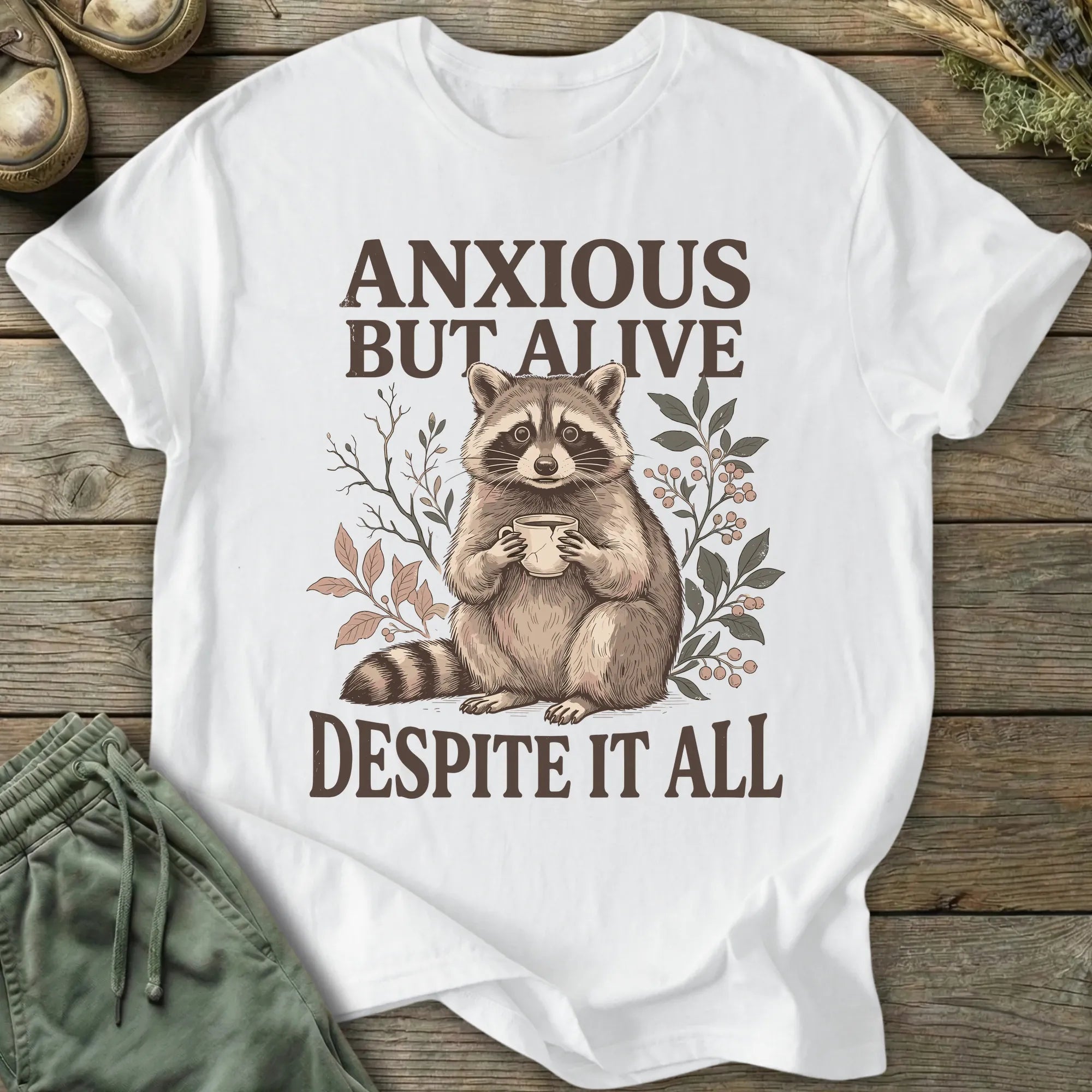 Printify T-Shirt Anxious But Alive Despite It All T-Shirt