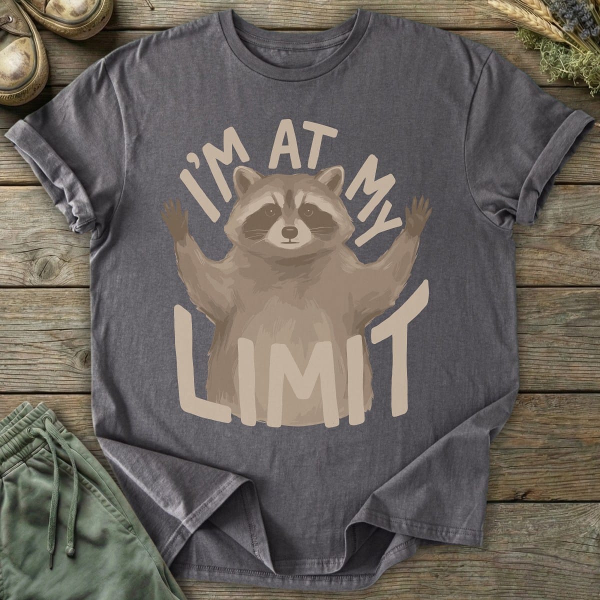 Printify T-Shirt At Limit Raccoon T-Shirt
