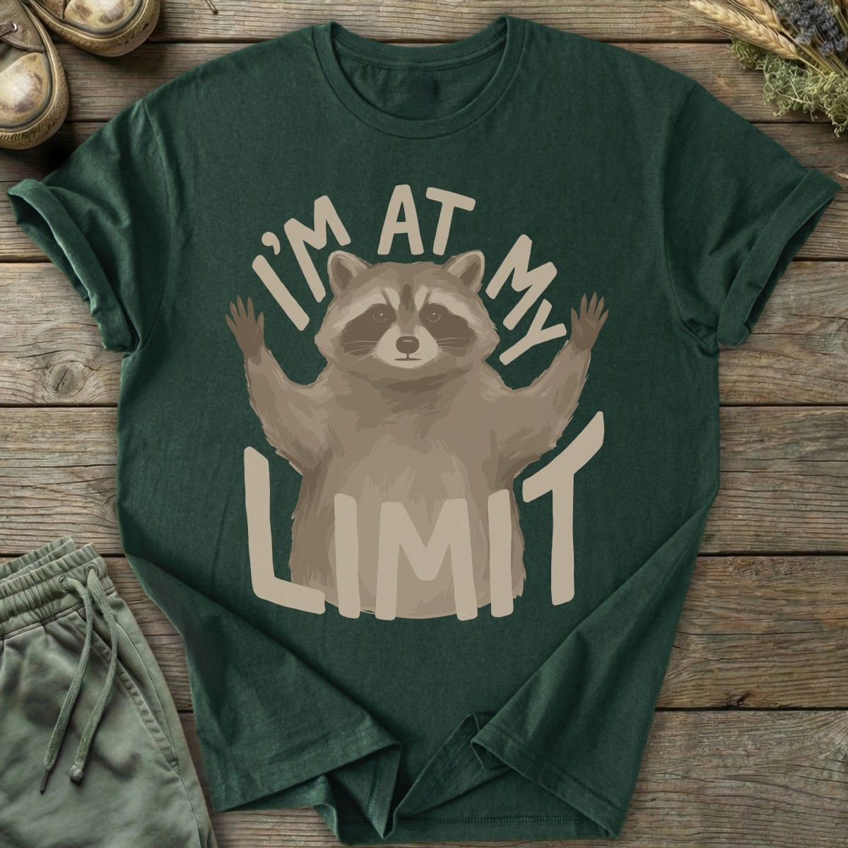 Printify T-Shirt At Limit Raccoon T-Shirt