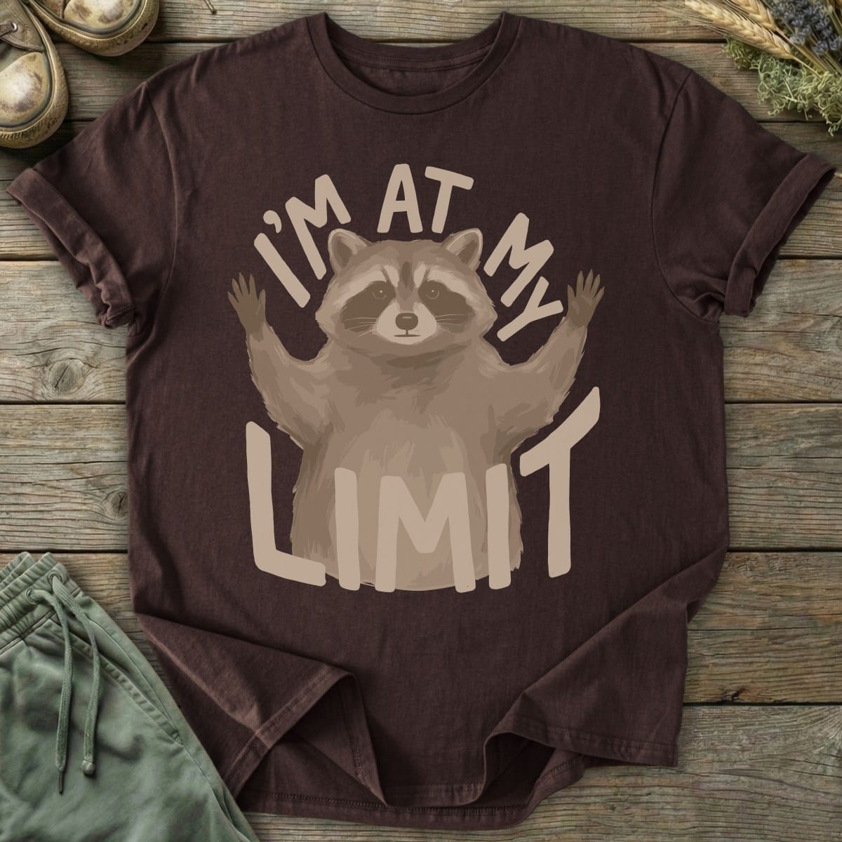Printify T-Shirt At Limit Raccoon T-Shirt