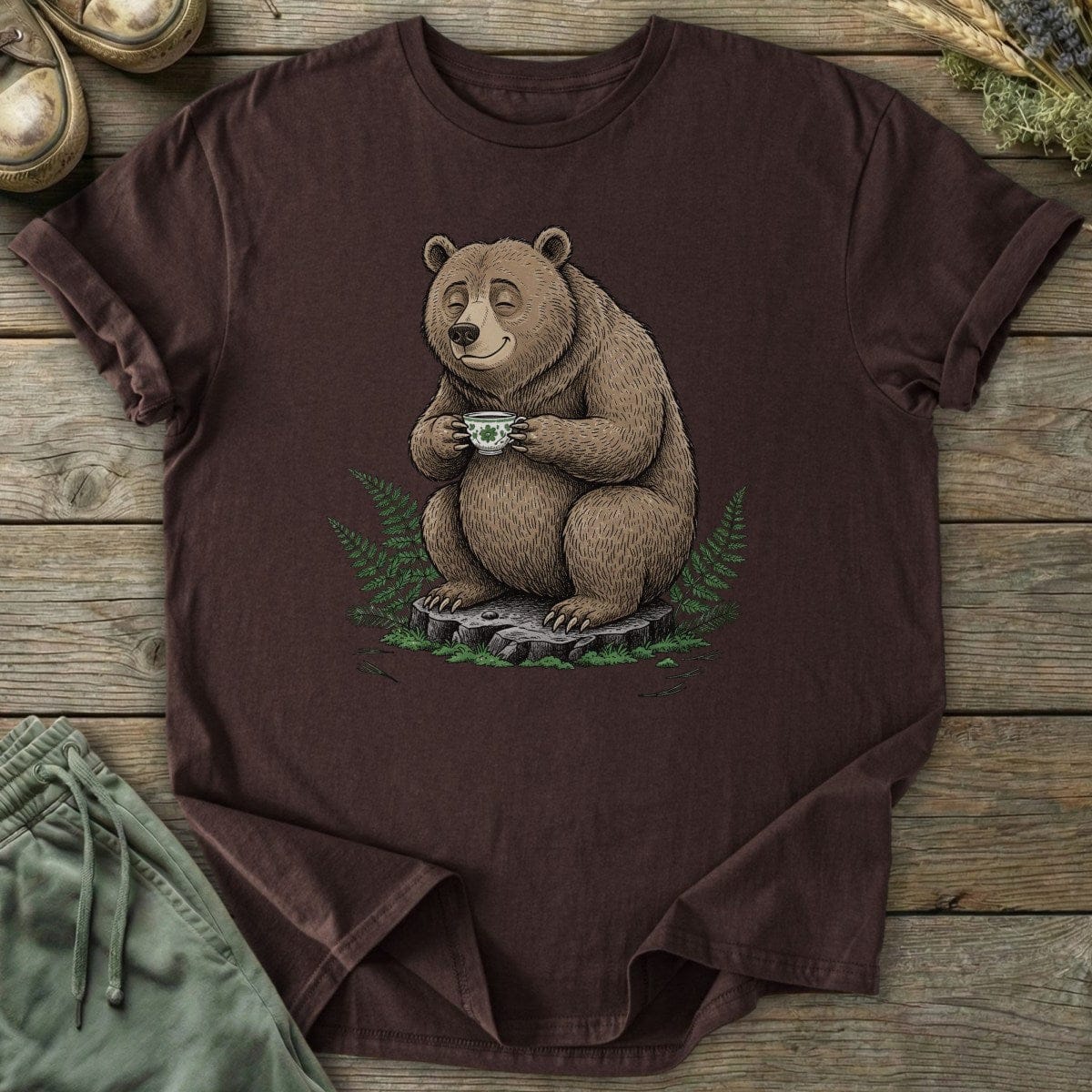 Printify T-Shirt Bear on Stump T-Shirt