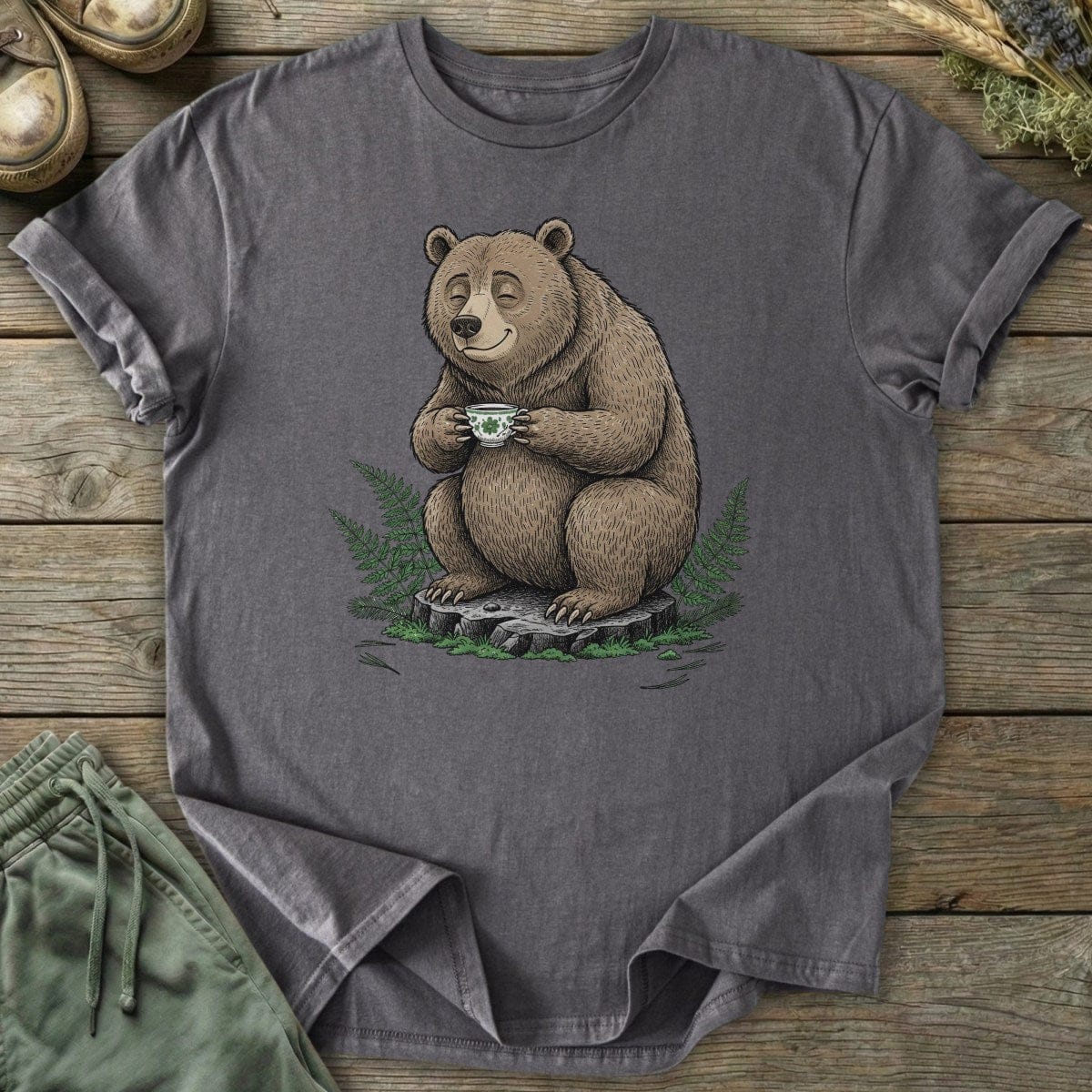 Printify T-Shirt Bear on Stump T-Shirt