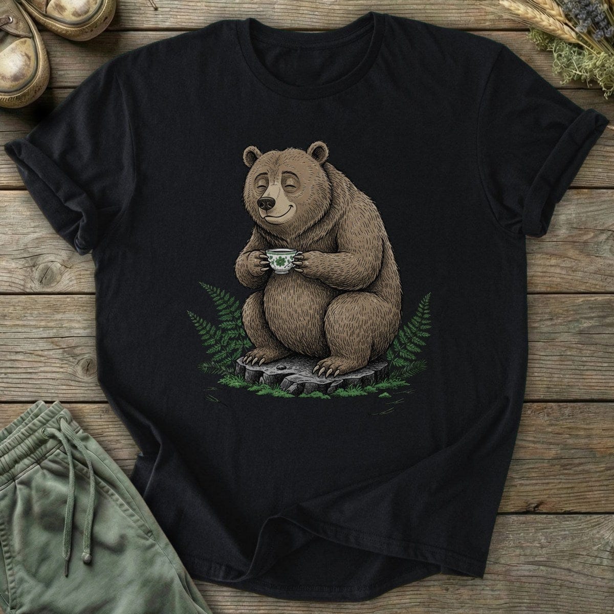 Printify T-Shirt Bear on Stump T-Shirt