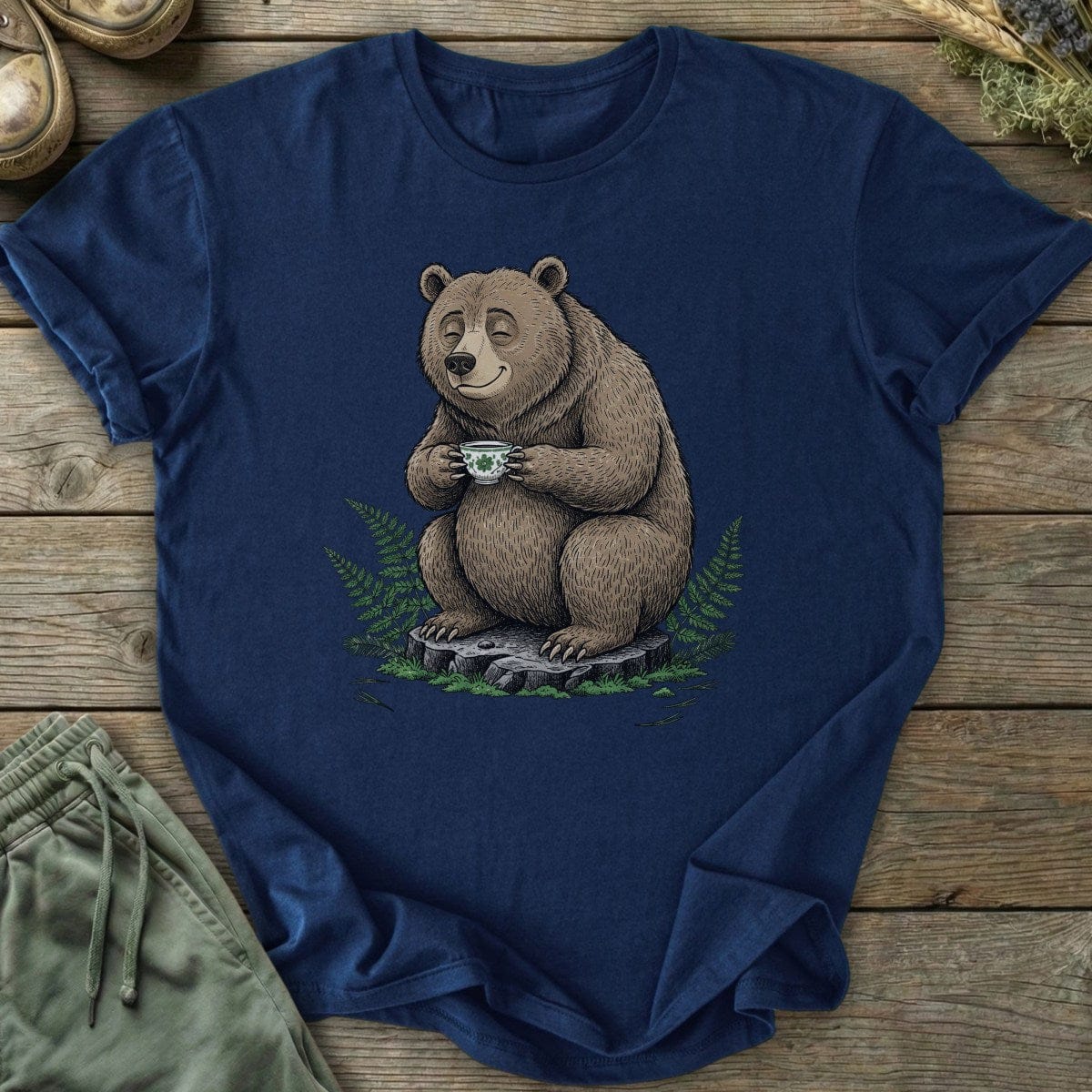 Printify T-Shirt Bear on Stump T-Shirt