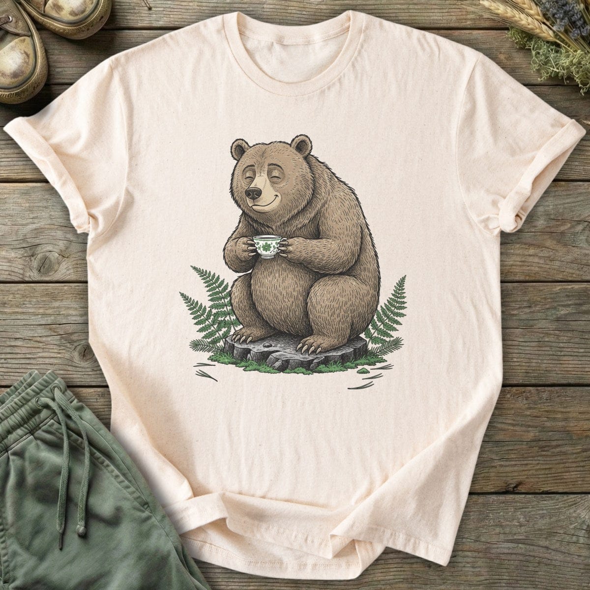 Printify T-Shirt Bear on Stump T-Shirt