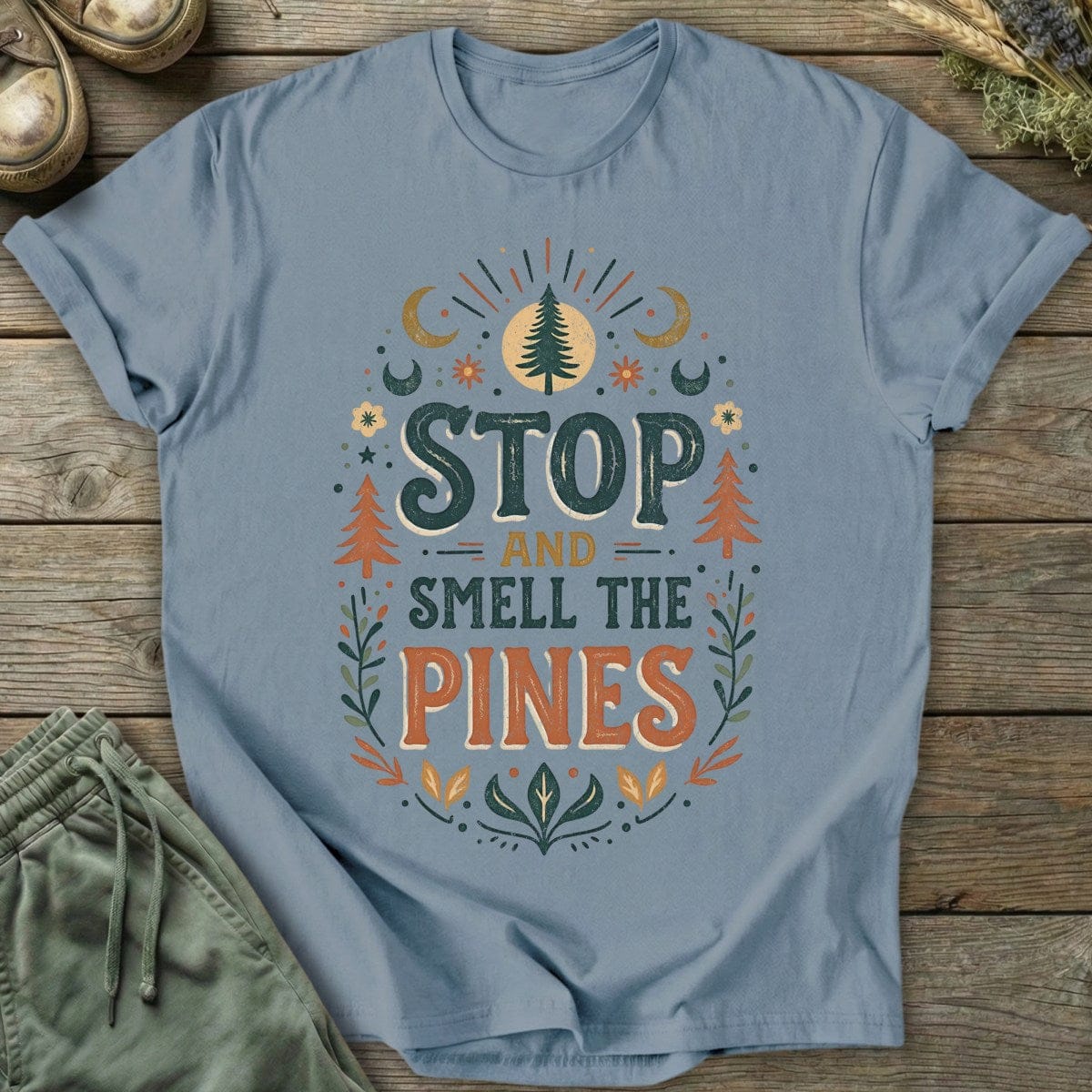 Printify T-Shirt Boho Smell the Pines T-Shirt